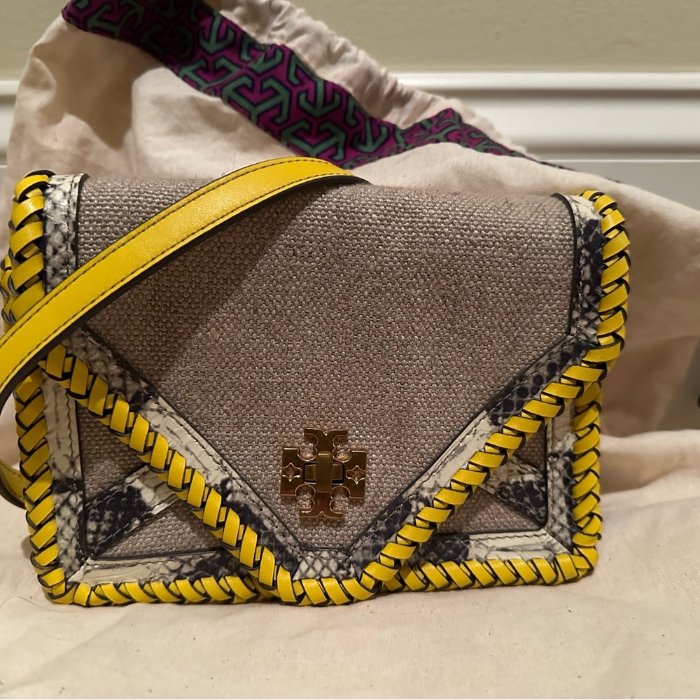 Tory Burch Canvas Leather-Trimmed Crossbody Bag